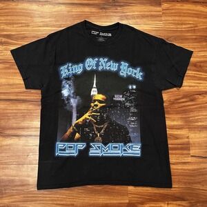 Pop Smoke Shirt Mens Large Black King Of New York Graphic Rap Hip Hop Tee Music